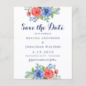 Budget Patriotic Floral Wedding Save the Date Card (Vorderseite)
