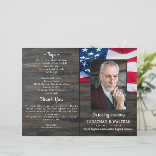 Budget Patriotic Order of Service Memorial Program (Stehend Vorderseite)