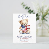 Budget Patriotic Teddy Bear Baby Dusche Einladung (Stehend Vorderseite)