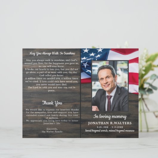 Budget Patriotic Veteran Memorial Service Programm (Stehend Vorderseite)