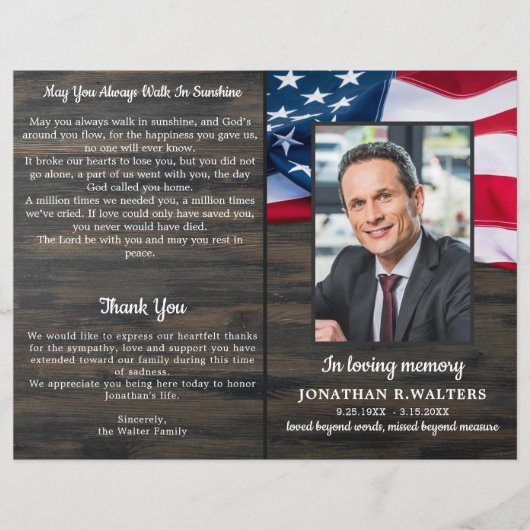 Budget Patriotic Veteran Memorial Service Programm (Vorderseite)