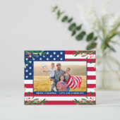 Budget Patriotic Weihnachts-Foto American Flag Postkarte (Stehend Vorderseite)