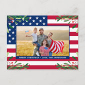 Budget Patriotic Weihnachts-Foto American Flag Postkarte (Vorderseite)