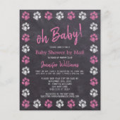 Budget Paw Print Pink Girl Baby Dusche per Mail (Vorderseite)