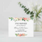 Budget Peach Coral Floral Moving Announction Post Postkarte (Stehend Vorderseite)