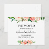 Budget Peach Coral Floral Moving Announction Post Postkarte (Vorne/Hinten)