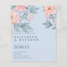 Budget Peach floral Dusty Blue Sage Leaf Hochzeit
