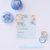 Budget Peach floral Dusty Blue Sage Leaf Hochzeit Flyer (Einzeln)