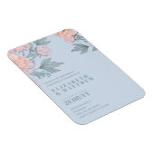 Budget Peach floral Dusty Blue Sage Leaf Hochzeit Magnet (Rechte Seite)