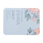 Budget Peach floral Dusty Blue Sage Leaf Hochzeit Magnet (Horizontal)