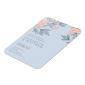 Budget Peach floral Dusty Blue Sage Leaf Hochzeit Magnet (Linke Seite)