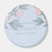 Budget Peach floral Dusty Blue Sage Leaf Hochzeit Magnet (Vorne)