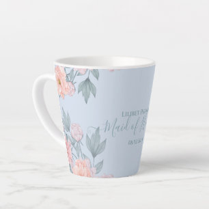 Budget Peach floral Dusty Blue Sage Leaf Hochzeit Milchtasse