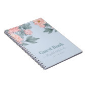 Budget Peach floral Dusty Blue Sage Leaf Hochzeit Notizblock (Rechte Seite)