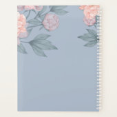Budget Peach floral Dusty Blue Sage Leaf Hochzeit Planer (Rückseite)
