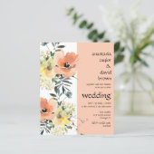 Budget Peach Floral QR Code Hochzeitsempfehlung (Stehend Vorderseite)