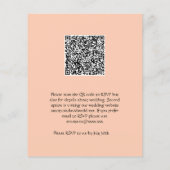 Budget Peach Floral QR Code Hochzeitsempfehlung (Rückseite)