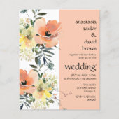 Budget Peach Floral QR Code Hochzeitsempfehlung (Vorderseite)