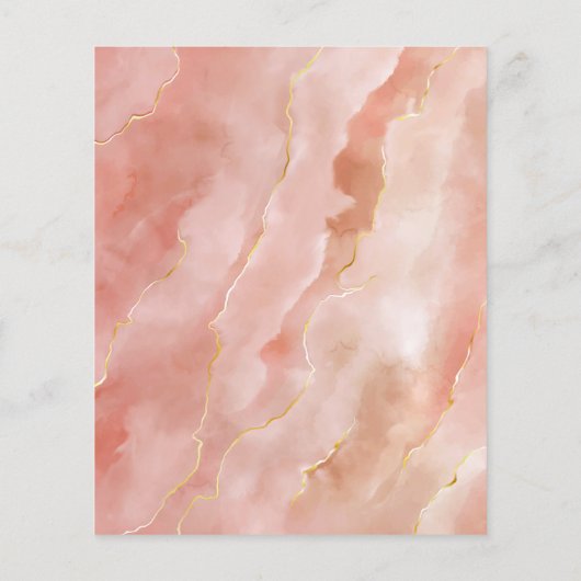 Budget Peach Gold Marmor Wedding Menü (Hinten)