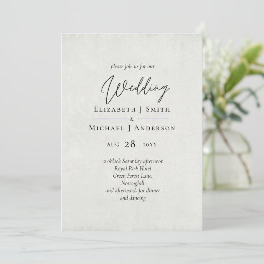 BUDGET Peach Gray Wedding Watercolor lädt ein (Stehend Vorderseite)