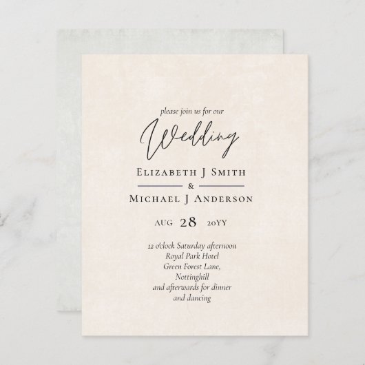 BUDGET Peach Gray Wedding Watercolor lädt ein (Vorne/Hinten)