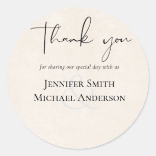 BUDGET Peach Gray Wedding Watercolor Runder Aufkleber