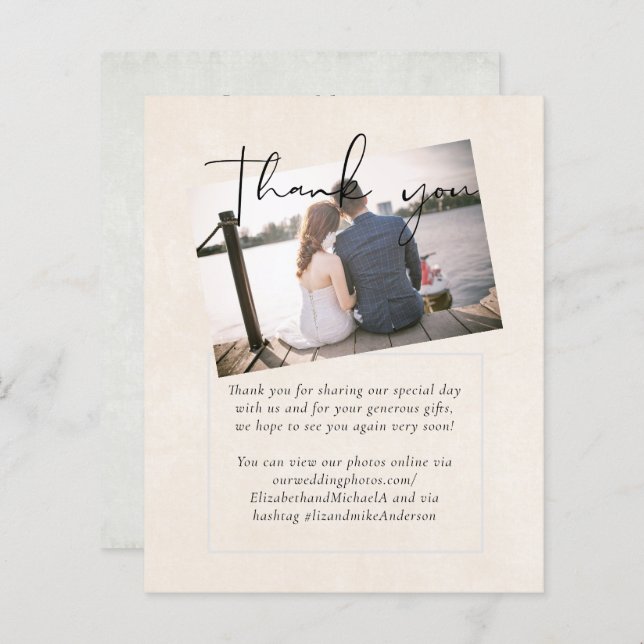 BUDGET Peach Gray Wedding Watercolor Vielen Dank (Vorne/Hinten)