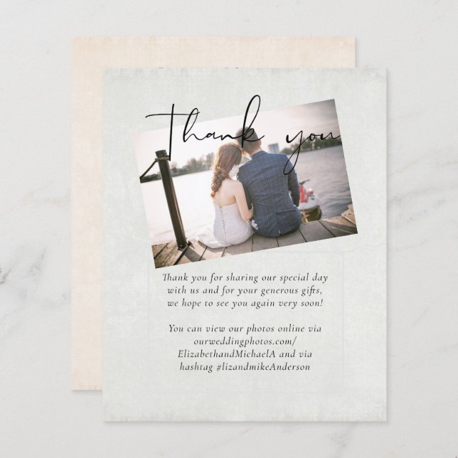 BUDGET Peach Gray Wedding Watercolor Vielen Dank (Vorne/Hinten)