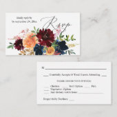 Budget Peach, Navy, Burgund Floral 2SM UAWG Mitteilungskarte (Vorne/Hinten)