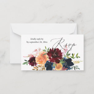Budget Peach, Navy, Burgund Floral 2SM UAWG Mitteilungskarte