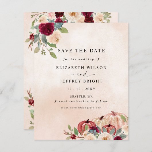 Budget Peach Pumpkins Land fällt Save the Date (Vorne/Hinten)