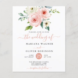 Budget Peach White Watercolor Floral Wedding