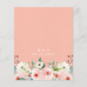 Budget Peach White Watercolor Floral Wedding Flyer (Hinten)