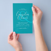 BUDGET Peacock Blue Aquamarin Monochrome Hochzeit Flyer (Handgriff)