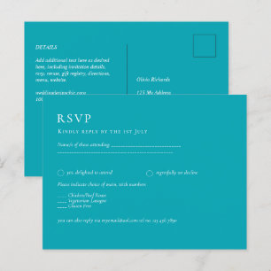 BUDGET Peacock Blue Aquamarin Monochrome Hochzeit Postkarte