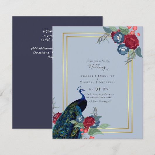 BUDGET Peacock Blue Burgundy Winter Hochzeit im He (Vorne/Hinten)