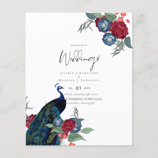 BUDGET Peacock Blue Burgundy Winter Hochzeit im He (Vorderseite)