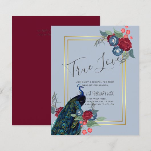 BUDGET Peacock Blue Burgundy Winter Hochzeit im He (Vorne/Hinten)