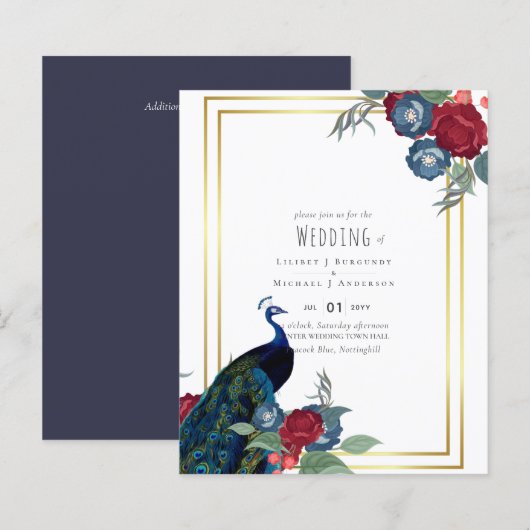 BUDGET Peacock Blue Burgundy Winter Hochzeit im He (Vorne/Hinten)