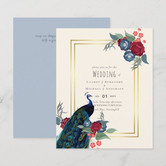 BUDGET Peacock Blue Burgundy Winter Hochzeit im He (Vorne/Hinten)