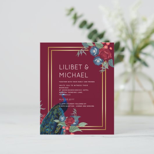 BUDGET Peacock Blue Burgundy Winter Hochzeit im He (Stehend Vorderseite)