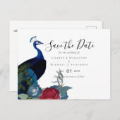 BUDGET Peacock Blue Burgundy Winter Hochzeit im He Postkarte (Vorne/Hinten)