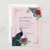 BUDGET Peacock Blue Burgundy Winter Hochzeit im He Postkarte (Vorne/Hinten)