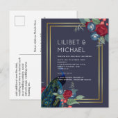 BUDGET Peacock Blue Burgundy Winter Hochzeit im He Postkarte (Vorne/Hinten)