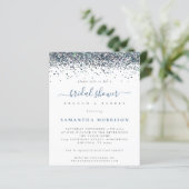 Budget Peacock Blue Glitzer Brautparty Einladung (Stehend Vorderseite)