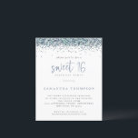 Budget Peacock Blue Glitzer Sweet 16 Einladung<br><div class="desc">Budget Peacock Blue Glitzer Sweet 16 Einladung. Ein Preis SMALLER 4, 5" x 5, 6" Alternative. Erhältlich in einem SEMI GLOSS 110lb CARD STOCK, welches die Standardoption ist (empfohlen für Einladungen), ODER einem SATIN FINISH 80lb THINNER PAPER STOCK (ideal für Gehäuse). Glam Imitate Glitzer grenzt an die Spitze auf jeder...</div>