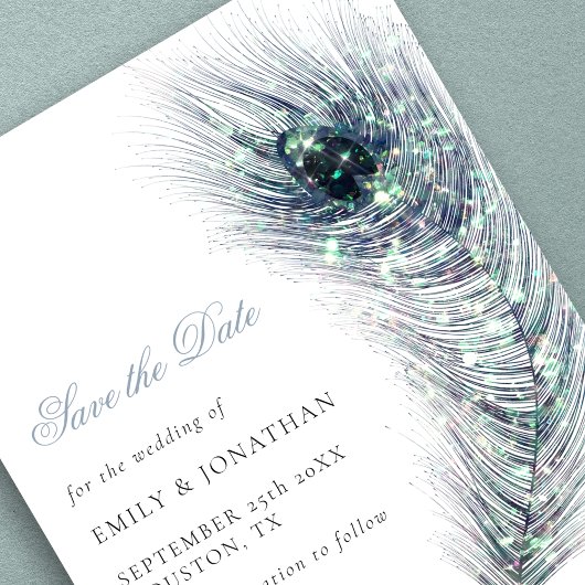 Budget Peacock Feather Wedding speichern das Datum