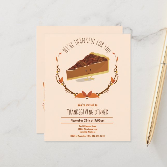 Budget Pecan Pie Thanksgiving Invitation (Vorderseite/Rückseite Beispiel)