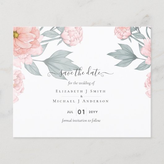 BUDGET PEONIES Pink Sage Peach Wedding (Vorderseite)