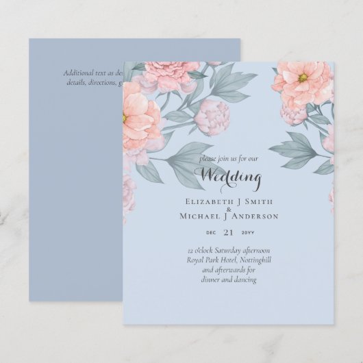 BUDGET PEONIES Pink Sage Peach Wedding (Vorne/Hinten)